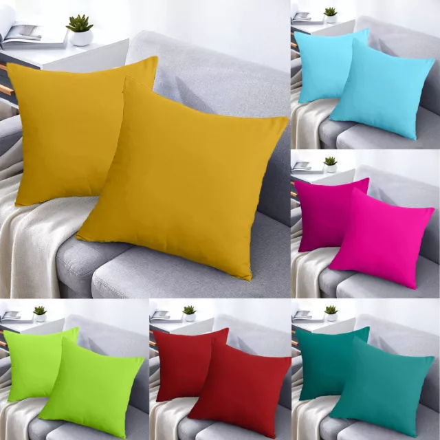 Colorful Plain Dyed Cushion Cover 100% Cotton Home Sofa Décor Size 16" 18" 20"