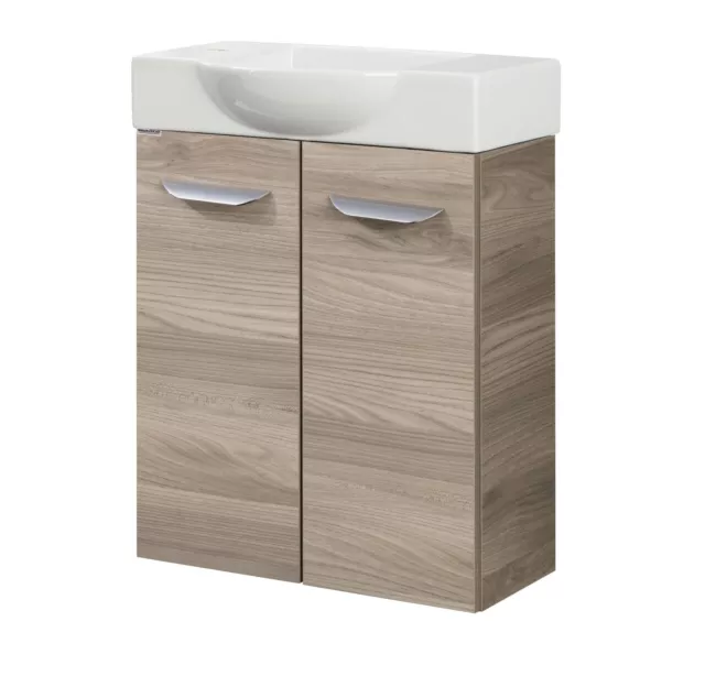 Gäste WC Set SBC 2-tlg 55 cm breit Fackelmann Badmöbel Badschrank 2 Türen LUXOR