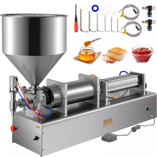 Pneumatic Liquid Paste Filler 1000-5000 ml Semi-auto Filling Machine 40 L Hopper