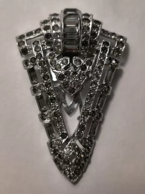 1930's Trifari Krussman Fishel KTF Pave Rhinestone Art Deco Dress Fur Clip