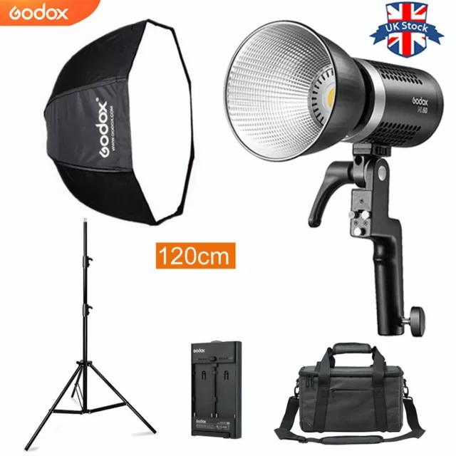 UK Godox ML60 60Ws Portable Silent Continious light+120cm Umbrella Softbox stand