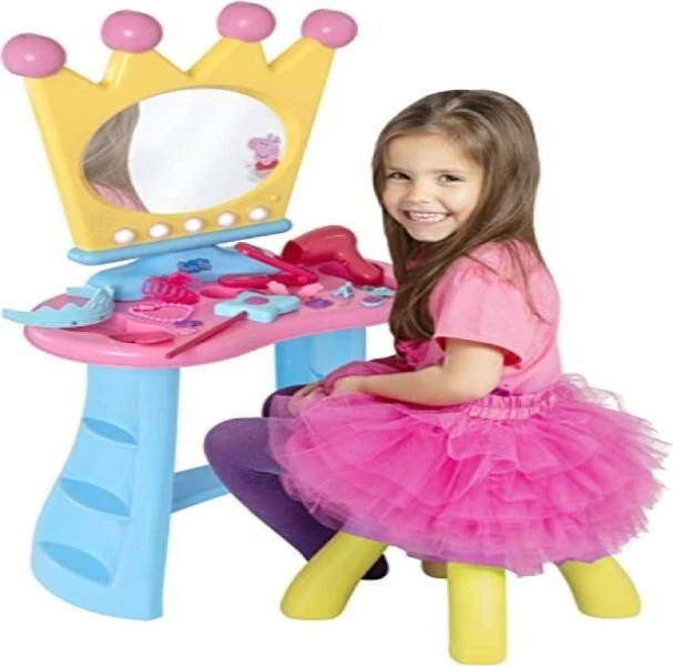 Peppa Pig Specchio Lightup A Forma Di Acrown Con Sgabello Toeletta E Accessori
