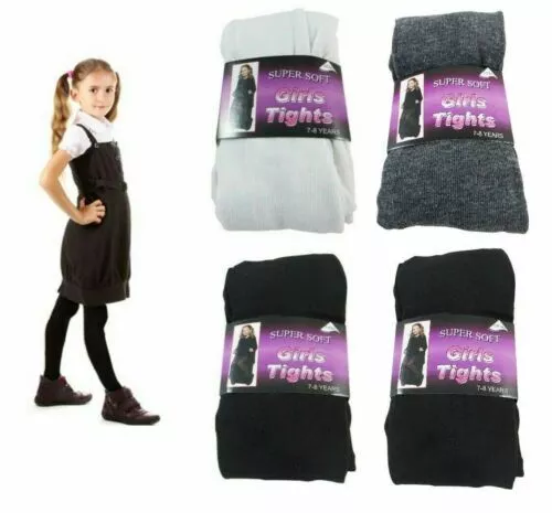 3x6 GIRLS SCHOOL TIGHTS UNIFORM SOFT KIDS COTTON RICH GIRLS FOOTED PARTY TIGHTS