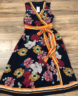 NWT Liza Luxe Women's Ladies Multicolor Floral/Geometric A-Line Dress Size Small