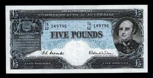 1954 R49 5 Pound Pre-Decimal Banknote..coombs/Wilson Signatures..natural Note.