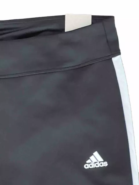 New Adidas Women's 3 Stripes Capri 3/4 Tight Leggings Black White Athletic