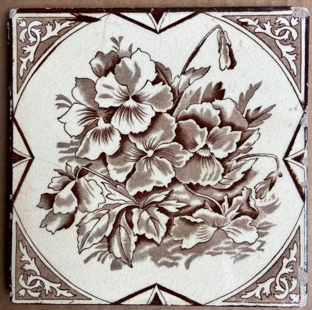 Antique Pilkingtons - Transfer Victorian Majolica Tile C1900