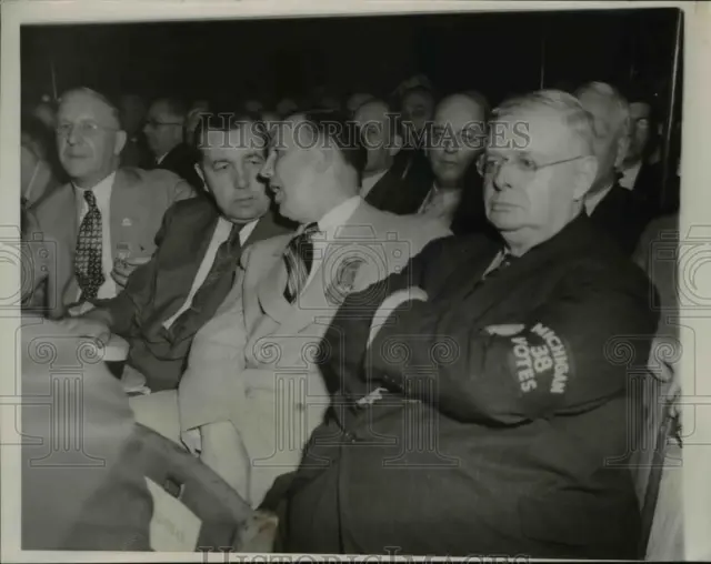 1940 Press Photo Murray Van Wagoner, Emil Hurja, Edmund C. Shields at DNC