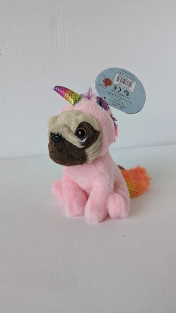 KEEL TOYS PUGSLEY 5 Soft Plush Toy Rainbow Unicorn Pug Cute Dog Hanging Keyring 11.99 PicClick UK