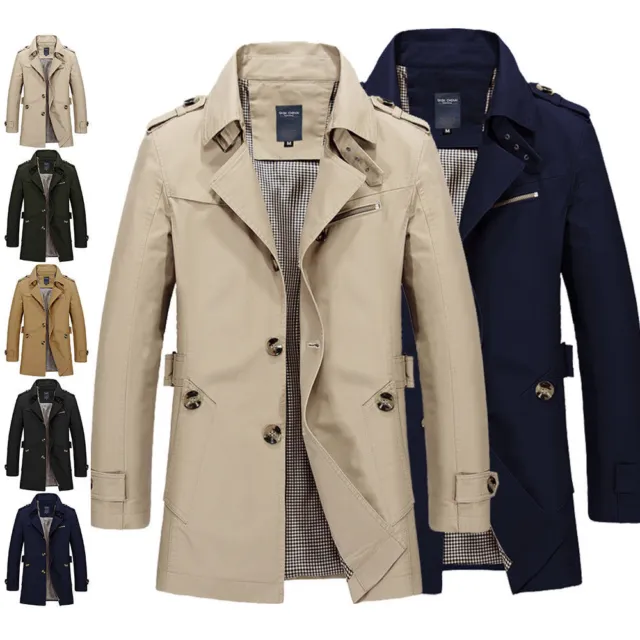 2023 Fashion Men's Winter Slim Vogue Trench Coat Long Jacket Overcoat Outwear
