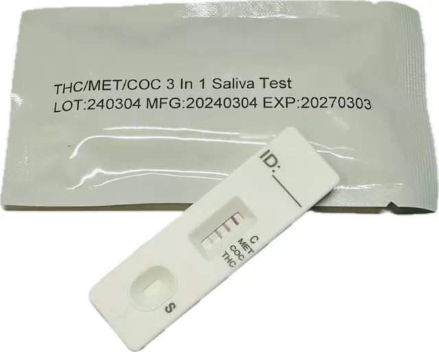 10 x Saliva Drug Test Kits - THC, COC, MET (MDMA, METH/ICE) - Discrete Packaging