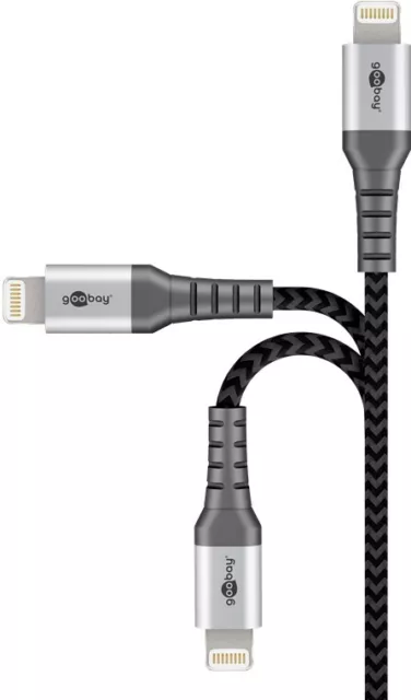 Lightning USB-C Lade- und Synchronisations Vollmetall-Kabel goobay 0,5-2m 2