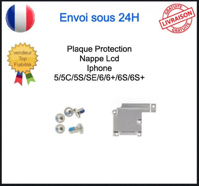 Plaque De Fixation Batterie Pour IPhone 6 - En Fer, Couleur Argenté, Avec Vis, Neuve