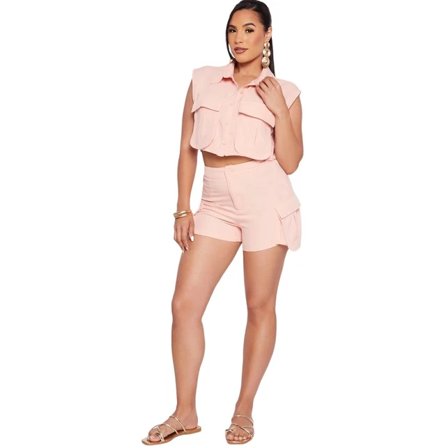 2-teiliges Damen Outfit Set - Gerüschtes Top & Weite Hose