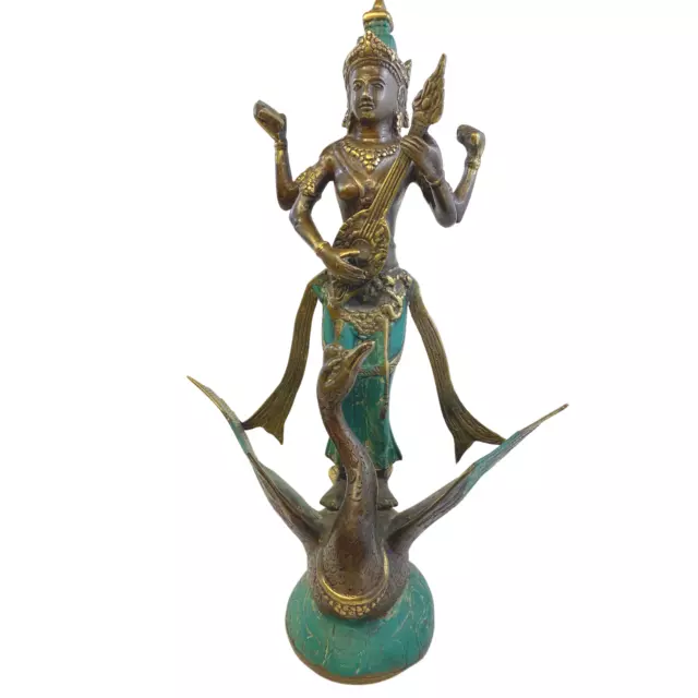 Saraswati Statue Hindu Goddess Knowledge Learning Cast Bronze Sculpture Bali art