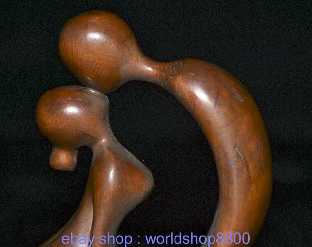 4,4"China Buchsbaum-Handarbeit Feng Shui abstrakte Frauen-Mann-Liebes-Skulptur 2