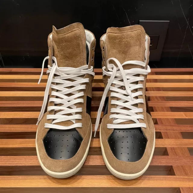 SAINT LAURENT Black/Brown Court Classic SL/10H High-Top Sneakers - Size 46 2