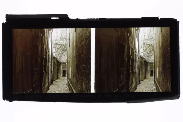 Gisors Normandie Ruelle France Photo Stereo Plaque de verre demontée