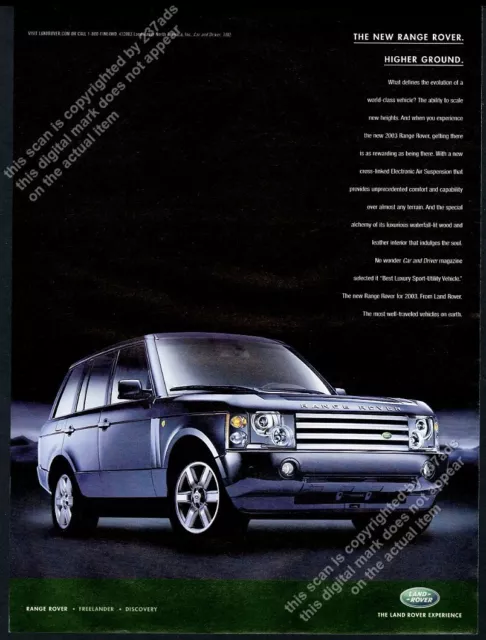 2003 Range Rover SUV photo Higher Ground Land Rover vintage print ad