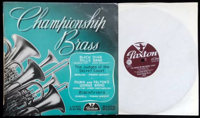 Paxton Championship Brass 10" LP record Black Dyke Mills Band LPT 1010 1962