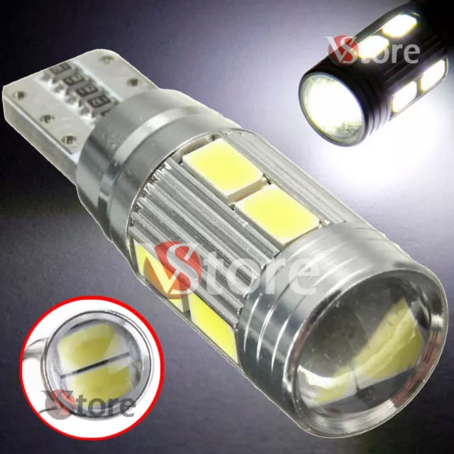 4 LED T10 HID 10 SMD 5630 Lampade Canbus BIANCO Luci Posizione Lente Proiettore