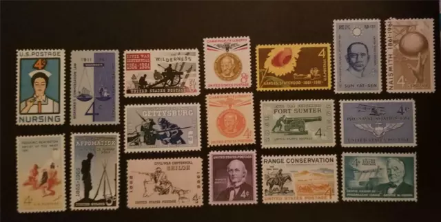 1961 US Commemorative Stamp Year Set with Civil War MNH OG Mint 1174-1190 Unused