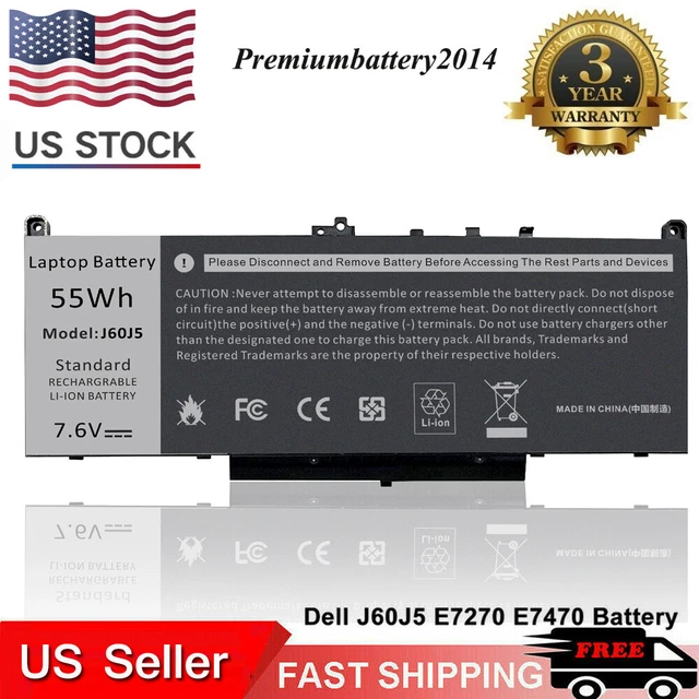 Battery For Dell Latitude E7270 E7470 Series Laptop J60J5 R1V85 451-BBSX 451 US