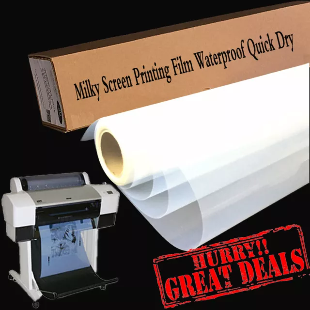 17"x100'/Roll Waterproof Instant-Dry Inkjet Screen Printing Transparency Film