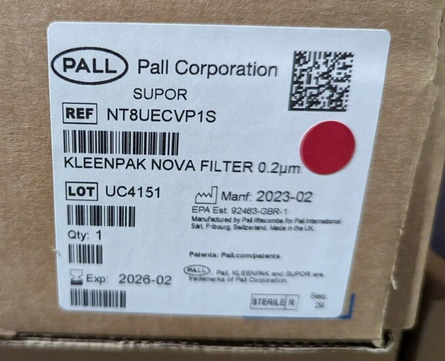 PALL SUPOR® EX Grade ECV Filter, NT8UECVP1S KLEENPAK NOVA FILTER 0.2 µm ...