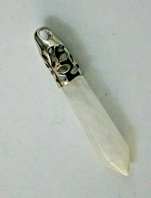 Rock Quartz Long Hexagonal Pointed Reiki Chakra Healing Pendant