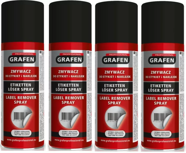 4x Grafen Disolvente de Adhesivos Spray Eliminador de Pegamento Limpiador 200ml