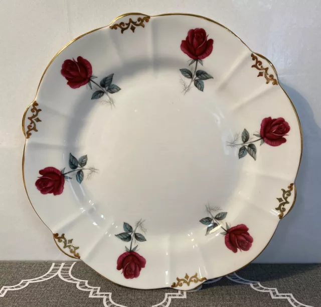 Windsor Bone China Dark Red Roses Floral Side Plate Used VGC. Vintage