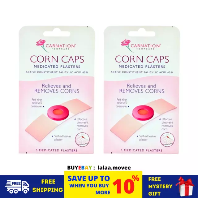 Carnation Corn Caps Plâtres médicamenteux pour soins des pieds 2 X 5's FREE...