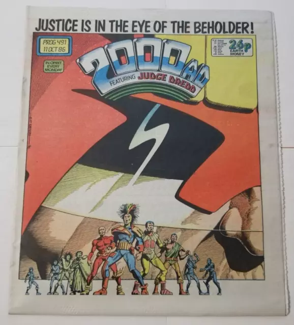 2000AD w/ Judge Dredd prog #491 VF/NM (Oct 11 1986, IPC UK) Eye of the Beholder