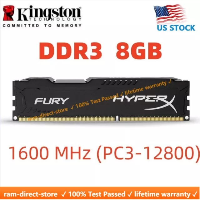 HyperX FURY DDR3 8GB 16GB 32GB 1600 MHz PC3-12800 Desktop RAM Memory DIMM 240pin