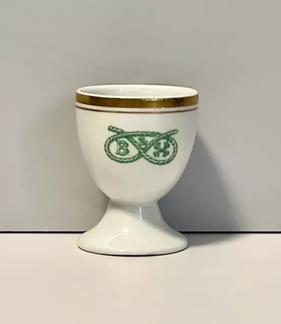 Antique Egg Cup Green Hanley Hotel ware Enduraware English Rare Stamp B & H Logo