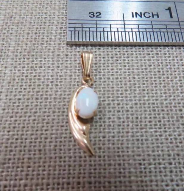 Small Light  Weight 14k Solid Yellow Gold Opal Charm