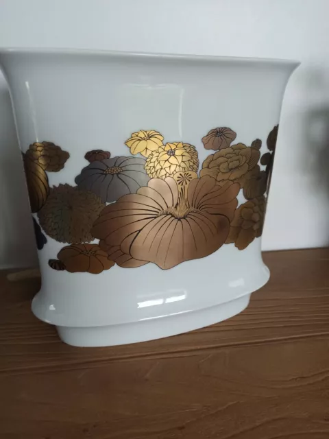 Vase en Porcelaine Signé Alain Le FOLL ROSENTHAL Studio Linie Design Floral Or