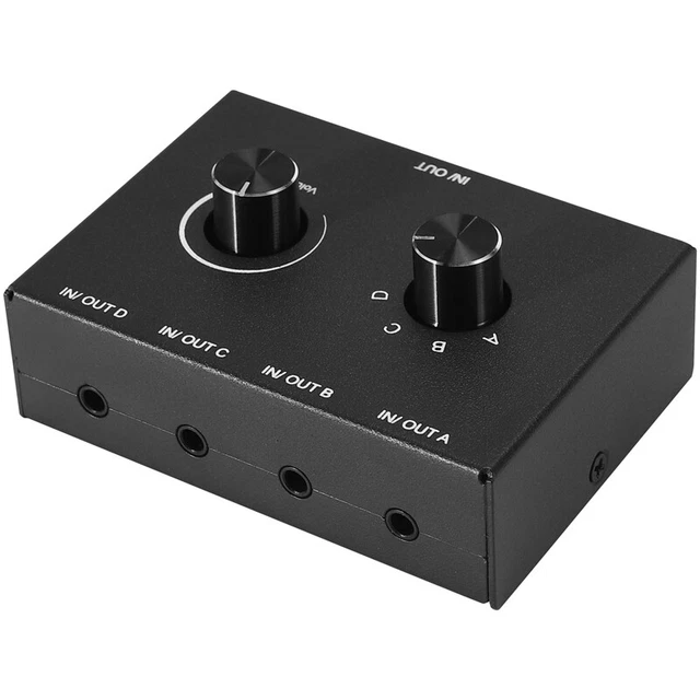 2X(4 Port Audio Switch, 3.5mm Audio Switcher, Stereo AUX Audio Selector, 4 Input