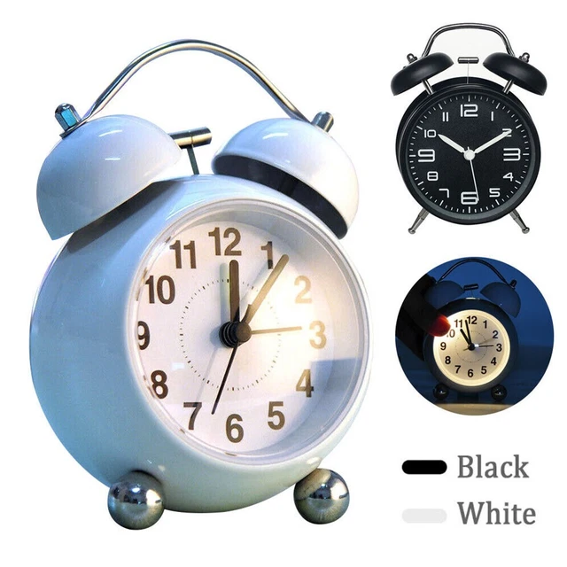 Réveil Vintage Double Cloche - Sonnerie Très Forte, Sans Tic-tac, Avec Veilleuse - Bleu