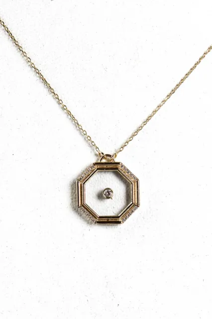L Atelier Nawbar Womens 9k Yellow Gold White Diamond Hexagon Amulet Necklace