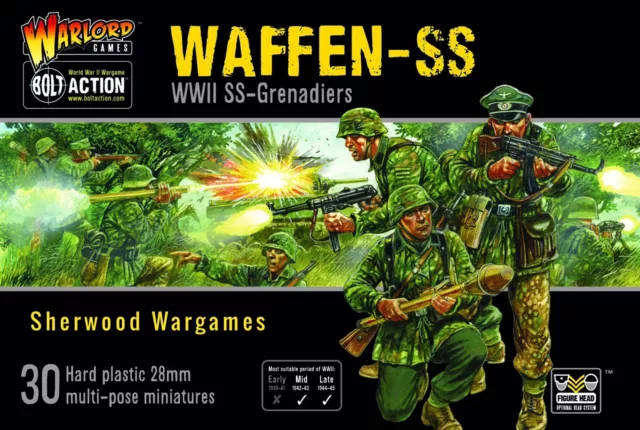 🌳28mm Warlord German Waffen SS Grenadiers, (Hard Plastic) Bolt Action WWII BNIB