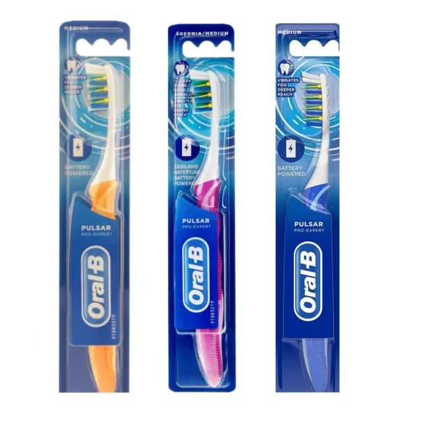 Oral-B Pulsar Pro-Expert Medium Battery Powered Toothbrush  Different Colors