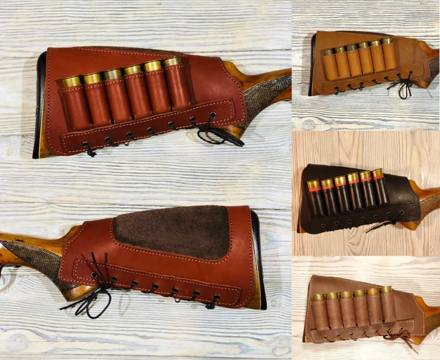 LEATHER SHOTGUN BUTT Stock Shell Holder Cover Cheek Rest Sraight