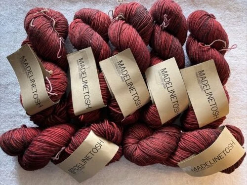 Madeline Tosh Hand Dyed 100% Merino Wool Hank, Cardinal, Lot of 7