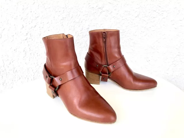 SESSUN Fort Graham Leather Ankle Boots, Brown / Chestnut, Size U6 / Fr36