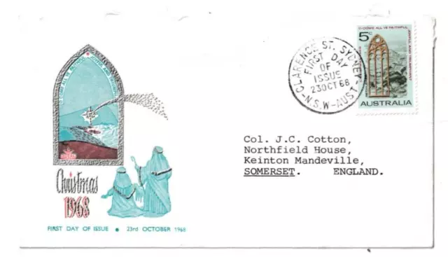 23/10/1968 Australia FDC - Christmas 1968 - Clarence St. Sydney FDI