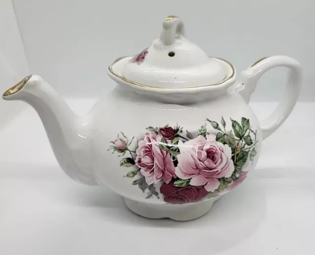 Arthur Wood & Son Teapot Staffordshire England 6304 Gold Trim Scalloped