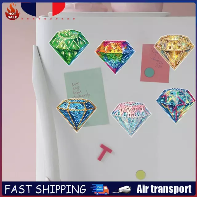 6 Pcs Diamond Painting Fridge Magnetic Sticker for Adults Beginner (Gemstone) FR