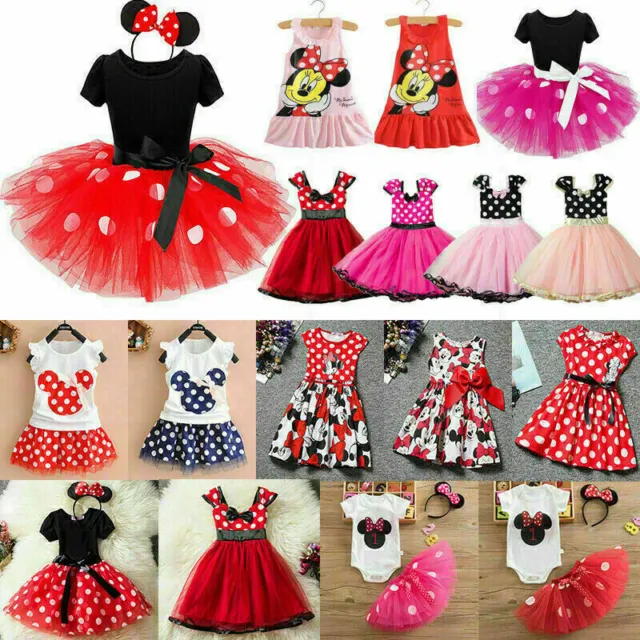Kids Girls Minnie Mickey Mouse Tutu Dress Birthday Party Princess Cute Outfits